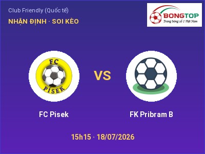 Soi kèo FC Pisek vs FK Pribram B 15h15 ngày 18/07: Ba điểm ở lại?