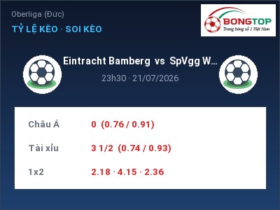 Dự đoán Eintracht Bamberg vs SpVgg Weiden, 23h30 ngày 21/07: Tỷ lệ kèo Oberliga (Đức)