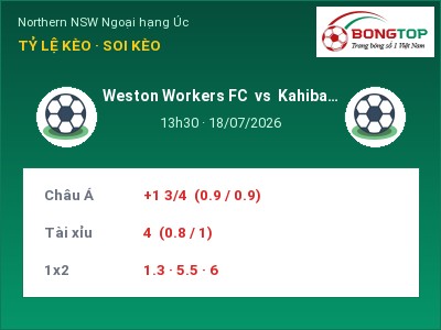Nhận định Weston Workers FC vs Kahibah FC, 13h30 ngày 18/07: Soi kèo Northern NSW Ngoại hạng Úc