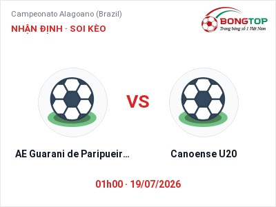 Soi kèo, dự đoán AE Guarani de Paripueira U20 vs Canoense U20 01h00 ngày 19/07: Cân tài cân sức
