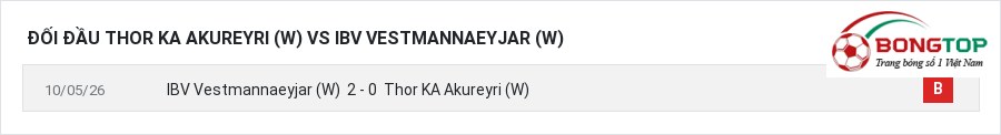 Lịch sử đối đầu Thor KA Akureyri (W) vs IBV Vestmannaeyjar (W)
