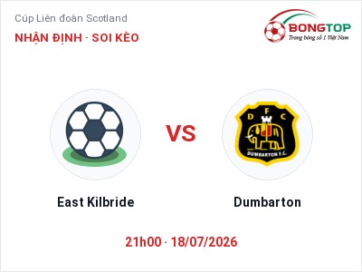 Dự đoán East Kilbride vs Dumbarton, 21h00 ngày 18/07: Tỷ lệ kèo Cúp Liên đoàn Scotland