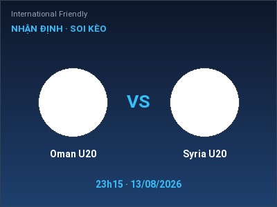 Nhận định Oman U20 vs Syria U20, 23h15 ngày 13/08: Soi kèo International Friendly