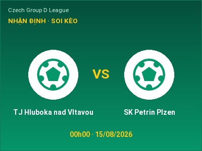 Nhận định bóng đá TJ Hluboka nad Vltavou vs SK Petrin Plzen (00h00, 15/08): Ba điểm ở lại?