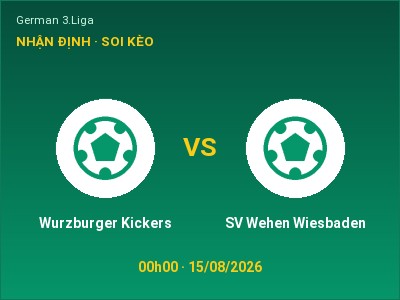 Nhận định kèo Wurzburger Kickers vs SV Wehen Wiesbaden 00h00 ngày 15/08 – Chủ nhà sáng cửa