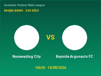 Nhận định kèo Nunawading City vs Bayside Argonauts FC 16h30 ngày 14/08 – Chủ nhà gặp khó