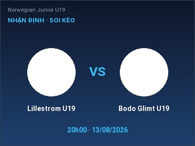 Soi kèo Lillestrom U19 vs Bodo Glimt U19 20h00 ngày 13/08: Ba điểm ở lại?