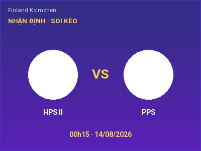Dự đoán HPS II vs PPS, 00h15 ngày 14/08: Tỷ lệ kèo Finland Kolmonen