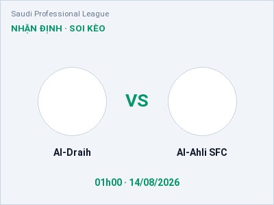 Nhận định kèo Al-Draih vs Al-Ahli SFC 01h00 ngày 14/08 – Chủ nhà gặp khó