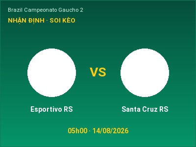 Nhận định Esportivo RS vs Santa Cruz RS, 05h00 ngày 14/08: Soi kèo Brazil Campeonato Gaucho 2