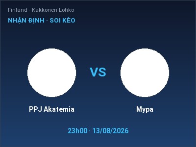Nhận định PPJ Akatemia vs Mypa, 23h00 ngày 13/08: Soi kèo Finland - Kakkonen Lohko