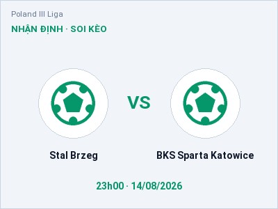Dự đoán Stal Brzeg vs BKS Sparta Katowice, 23h00 ngày 14/08: Tỷ lệ kèo Poland III Liga