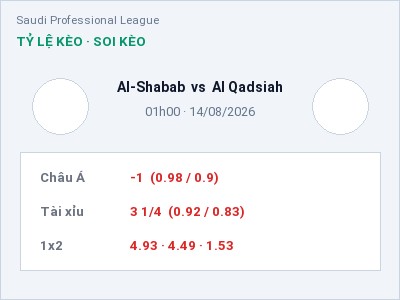Soi kèo, dự đoán Al-Shabab vs Al Qadsiah 01h00 ngày 14/08: Khách lấn chủ