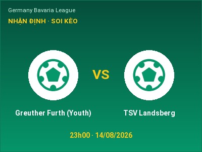 Nhận định Greuther Furth (Youth) vs TSV Landsberg, 23h00 ngày 14/08: Soi kèo Germany Bavaria League