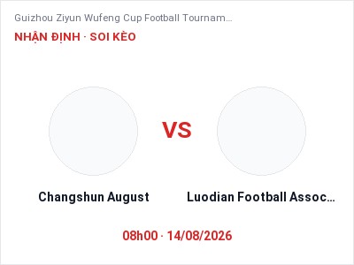 Dự đoán Changshun August vs Luodian Football Association, 08h00 ngày 14/08: Tỷ lệ kèo Guizhou Ziyun Wufeng Cup Football Tournament