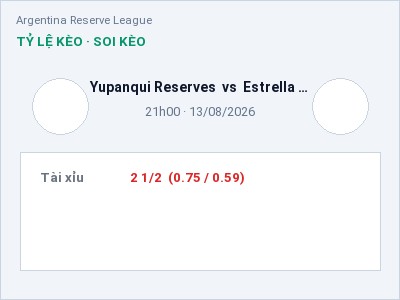 Dự đoán Yupanqui Reserves vs Estrella del Sur Reserves, 21h00 ngày 13/08: Tỷ lệ kèo Argentina Reserve League