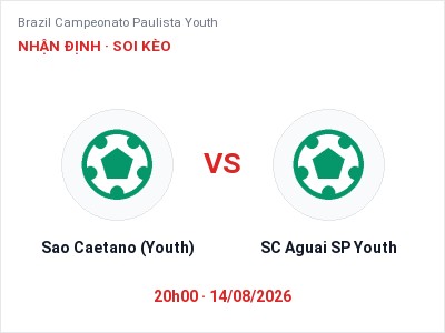 Soi kèo, dự đoán Sao Caetano (Youth) vs SC Aguai SP Youth 20h00 ngày 14/08: Ba điểm ở lại?