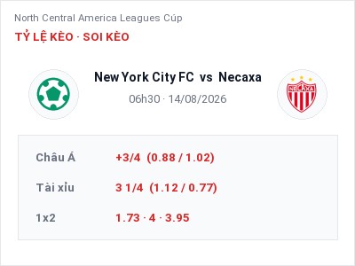 Soi kèo, dự đoán New York City FC vs Necaxa 06h30 ngày 14/08: Chủ nhà sáng cửa