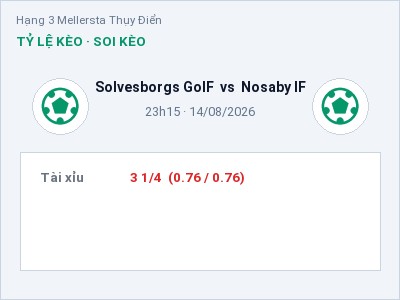 Soi kèo, dự đoán Solvesborgs GoIF vs Nosaby IF 23h15 ngày 14/08: Khách lấn chủ
