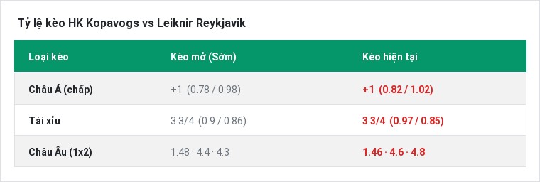 Tỷ lệ kèo HK Kopavogs vs Leiknir Reykjavik tại BongTop