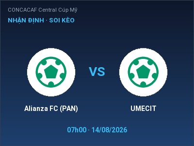 Nhận định Alianza FC (PAN) vs UMECIT, 07h00 ngày 14/08: Soi kèo CONCACAF Central Cúp Mỹ